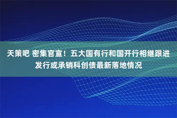 天策吧 密集官宣！五大国有行和国开行相继跟进发行或承销科创债最新落地情况