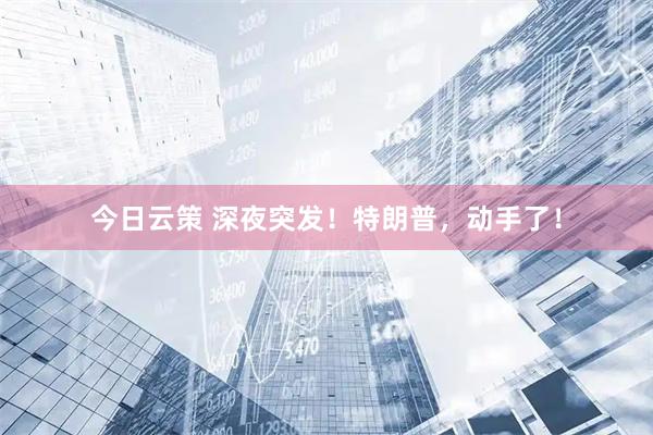 今日云策 深夜突发！特朗普，动手了！